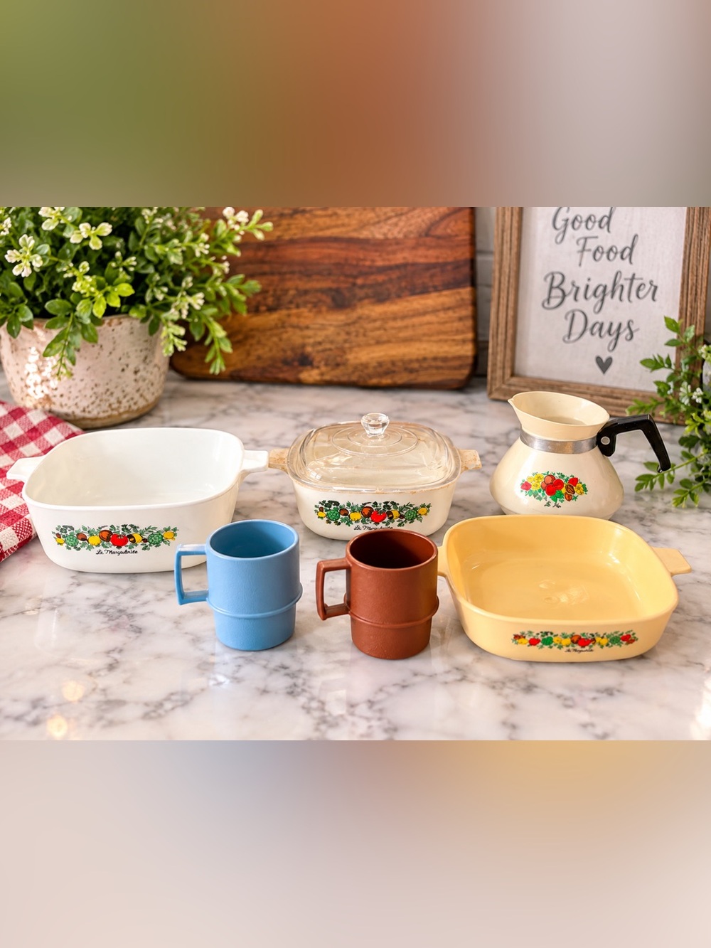Vintage Chilton Corning Ware Spice of Life Playset Mini Dishes + Tupperware Cups